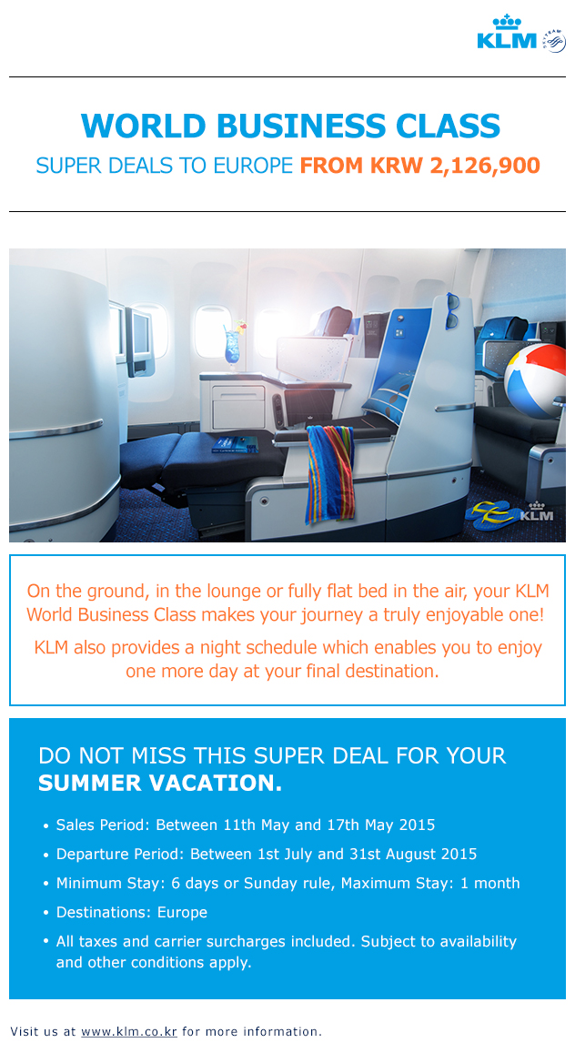 KLM - World Business Class Super Deals