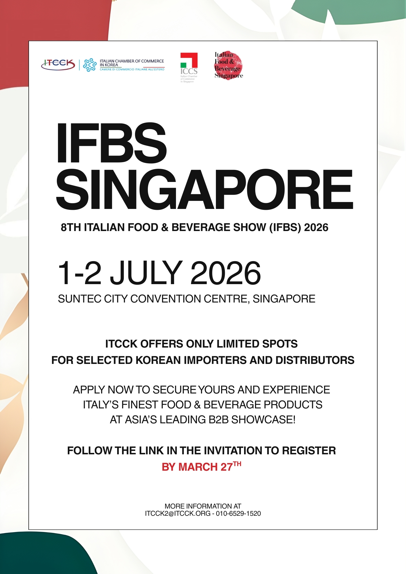 Korean F&B Buyers Program – Italian Food & Beverage Show 2026 (Singapore)